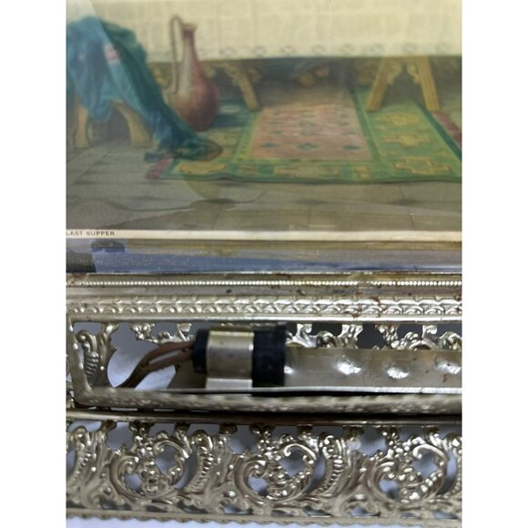 VTG Mid-Century Modern Last Supper Art Print Ornate Metal Frame Religious Decor - Picture 4 of 10